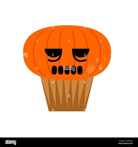 Halloween Cupcake Pumpkin Cupcake For Holiday Vector Illustration Stock Vector Image And Art Alamy