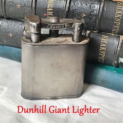 DUNHILL GIANT TABLE Lighter, Vintage Engine Turned Silverplate, 737418 Patent 390107, Made in ...