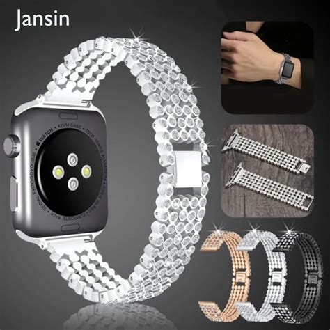 Stylish Crystal Diamond Strap For Apple Watch Band 38mm 42mm 40 44mm Stainless Steel Replacement