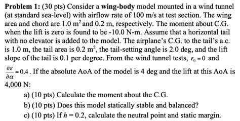 Solved Problem 1 30 Pts Consider A Wing Body Model