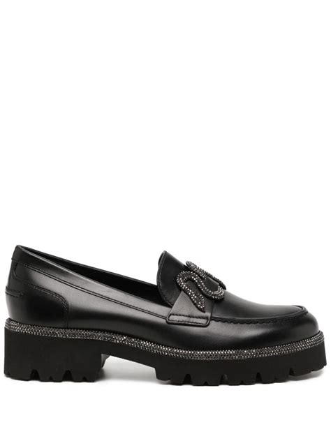 René Caovilla Morgana 40mm leather loafers Zwart Schoenen nl