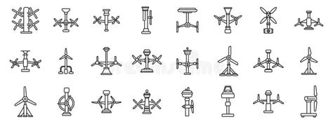 Tidal Energy Icons Set Collection Of Diverse Wind Turbine