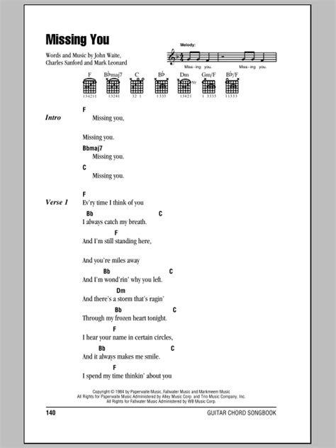 Missing You by John Waite - Guitar Chords/Lyrics - Guitar Instructor