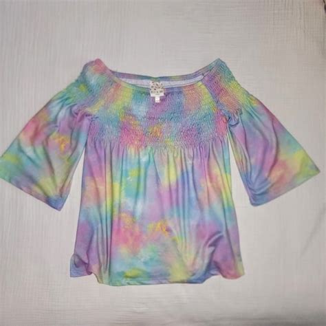 Bella Du Jour Shirts And Tops Belle Du Jour Off The Shoulder Tie Dye