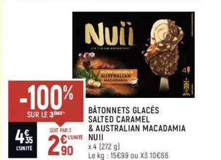 Promo Bâtonnets Glacés Salted Caramel Australian Macadamia Nuii 100