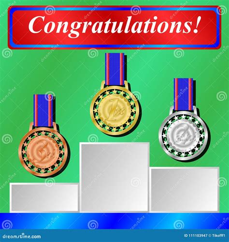 Gold Silver And Bronze Medals For 1st 2nd And 3rd Places Stock Vector