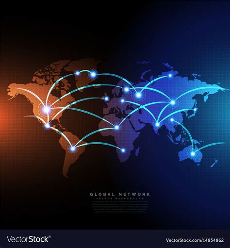 Digital World Map Linked Lines Connections Vector Image