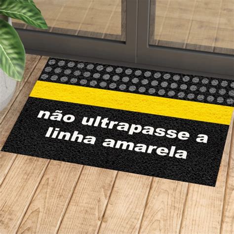 Tapete Capacho Não Ultrapasse a Linha Amarela 60x40 Elo7