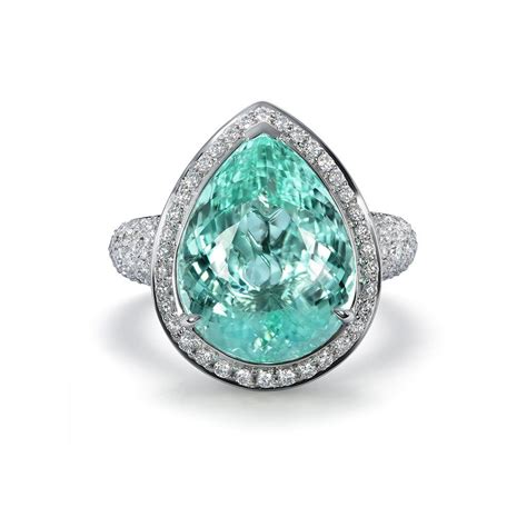 Paraiba Tourmaline Ring With D Flawless Diamonds Set In K White Gold