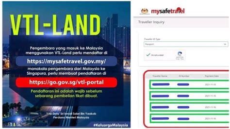 Mysafetravel Daftar Perjalanan Malaysia Singapura Vtl Land