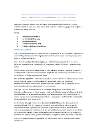 TEMA 1 Cambios Politicos La Aparicion De Los Estados Modernos Pdf