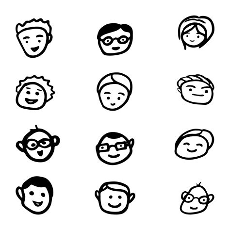 Doodle Human Face Icon Set 4719531 Vector Art At Vecteezy