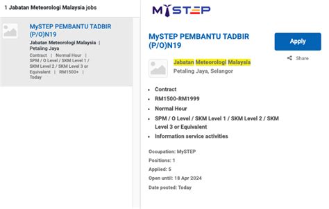 Iklan Jawatan Jabatan Meteorologi Malaysia Jobs Hub