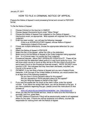 Fillable Online Utd Uscourts How To File A Criminal Notice Of Appeal