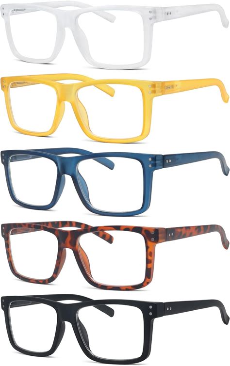 Eyekepper 5 Pack Oversized Reading Glasses Square Large Frame Readers For Men And Women 1 50