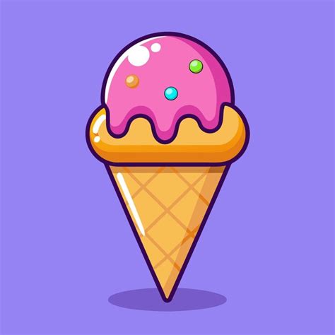 Premium Vector Vector Art Of Ice Cream Cone Cartoon Style Flat Icon