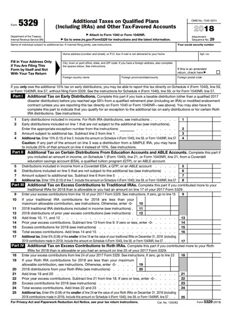 Fillable Form 5329 (2018) | Edit, Sign & Download in PDF | PDFRun