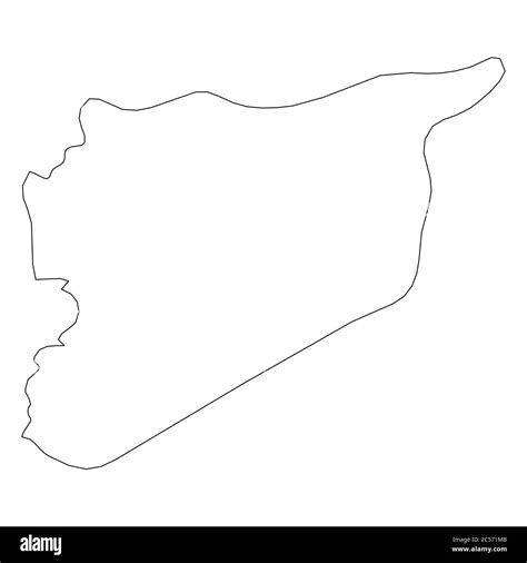 Syria Solid Black Outline Border Map Of Country Area Simple Flat