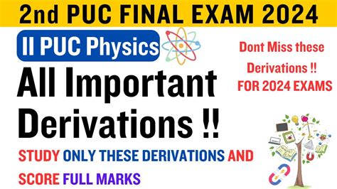 2nd PUC Physics All Important Derivations For 2nd PUC Final Exam 2023