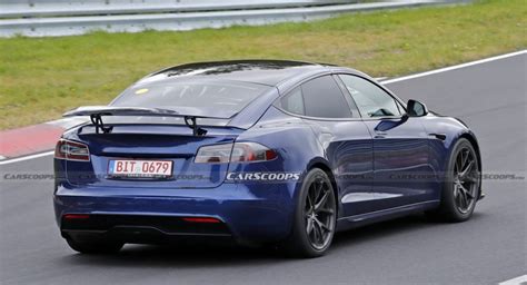 Tesla Model S Plaid With Active Aero Caught Testing At The Nürburgring