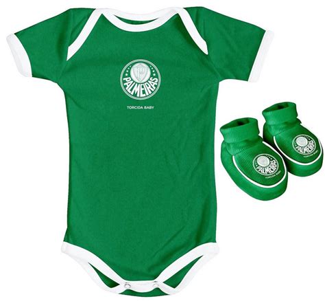 Body e Pantufa Palmeiras Verde Torcida Baby Cia Bebê