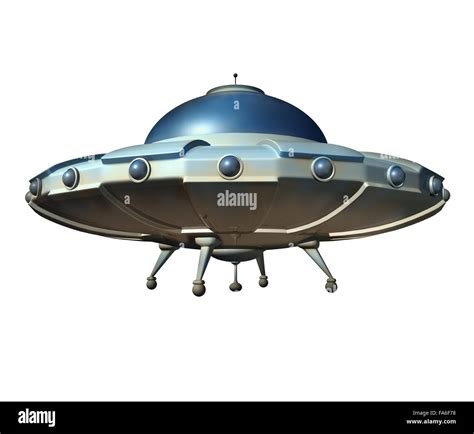 Flying Saucer Spaceship Isolated On A White Background As A Classic Ufo