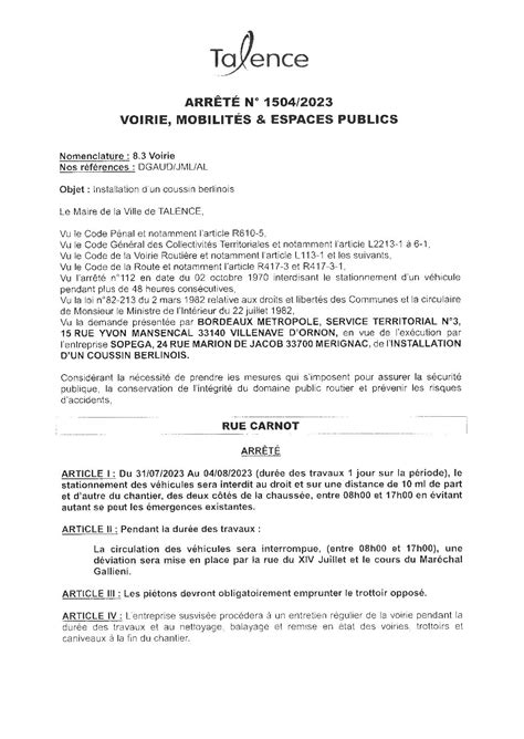 Calaméo Arrete 1504 2023 Interdiction Stationnement Et De Circulation