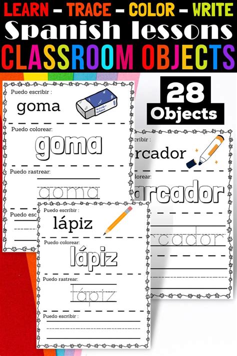 Spanish Back To School Activities Classroom Objects Worksheet In