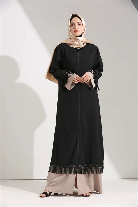 Mz Garment Muslims Women Lace Tassel Robes Islamic Abaya Maxi Dress