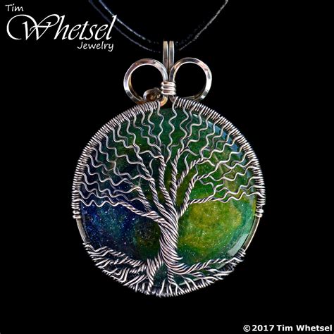 Galaxy Orgonite Wire Wrap Tree Of Life Pendant Sterling Silver