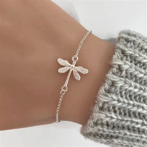 Sterling Silver Dragonfly Bracelet Dragonfly Jewelry Silver Etsy