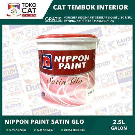 Jual CAT TEMBOK INTERIOR NIPPON SATIN GLO WARNA PUTIH BERSIH 2 5L GALON