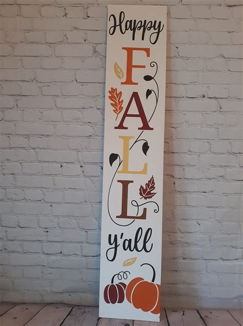 Happy Fall Y All Porch Sign Fall Porch Sign Welcome Sign Etsy