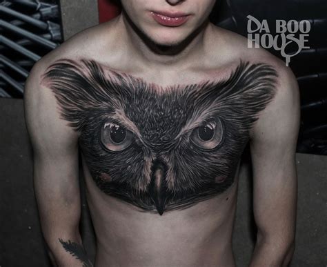 Owl Portrait on Guy's Chest