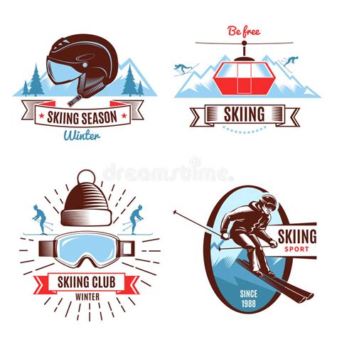 Nordic Skiing Emblem Design Set Stock Vector Illustration Of Gear