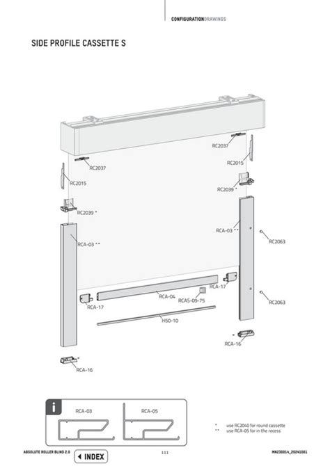 Coulisse Configuration Drawing For Absolute Roller Blind Page 110 111