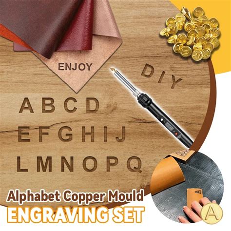 Diy Wood Leather Burning Set And 26 Letters Copper Mold Carving