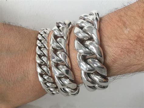 Mm Thick Heavy And Chunky Miami Cuban Link Bracelets For Men