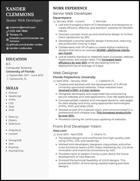 10 Web Developer Resume Examples For 2023 Resume Worded 10 Web