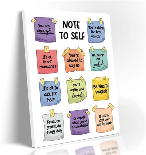 Note To Self Art Printed Poster Self Care Canvas Poster