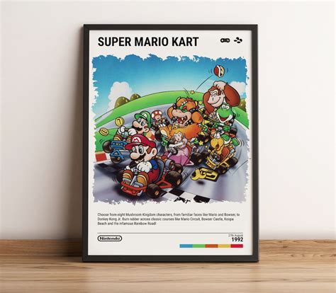 Super Mario Kart 1992 SNES Poster Video Game Art Print Gaming Gift A5 ...