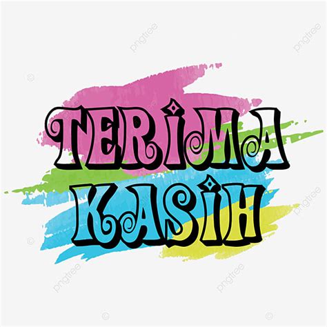 Typography Brush Vector Hd PNG Images, Terima Kasih Colorful Brush ...