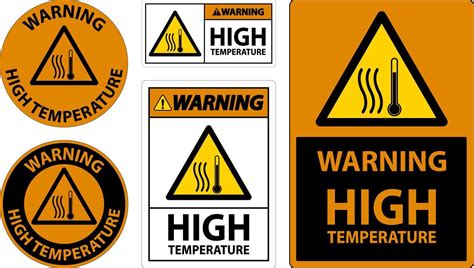 Warning High Temperature Symbol And Text Safety Sign 15293019 Vector