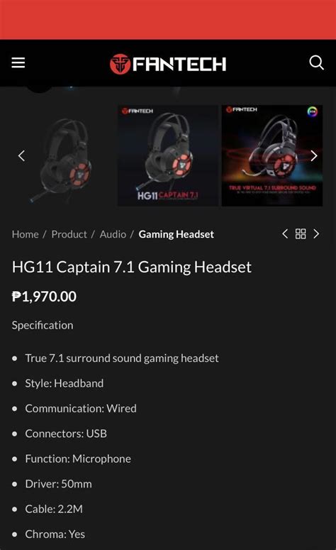 Fantech Hg Captain Gaming Headset Audio Headphones Headsets