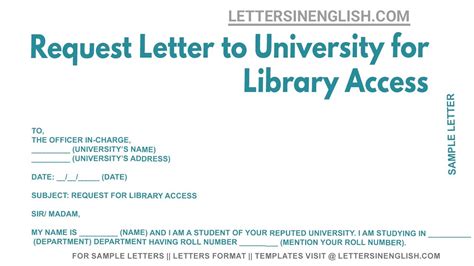 Request Letter To University For Library Access Sample Letter To