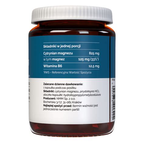 Vitaler s Cytrynian Magnez 125 mg Witamina B6 60 kapsułek