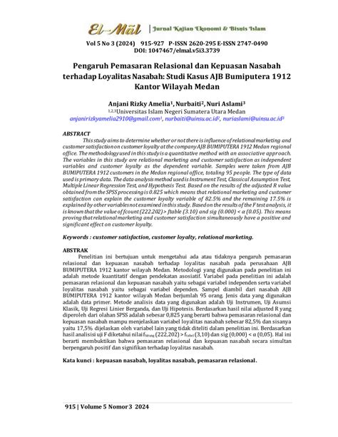 PDF Pengaruh Pemasaran Relasional Dan Kepuasan Nasabah Terhadap