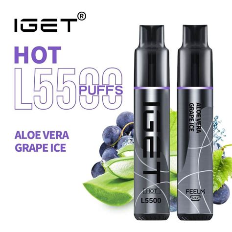 Iget Hot Vape 5500 Puff Aloe Vera Grape Ice Au