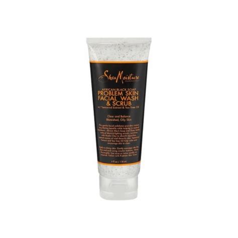 Shea Moisture African Black Soap Problem Skin Facial Wash And Scrub 4 Oz