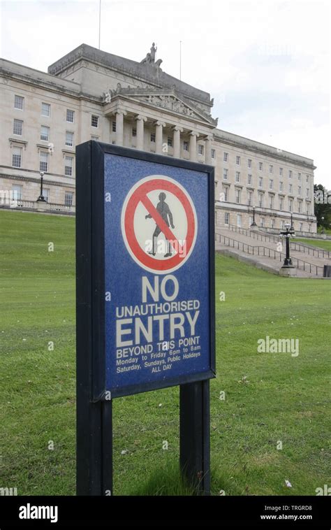 No entry sign at the Northern Ireland parliament building Stormont ...